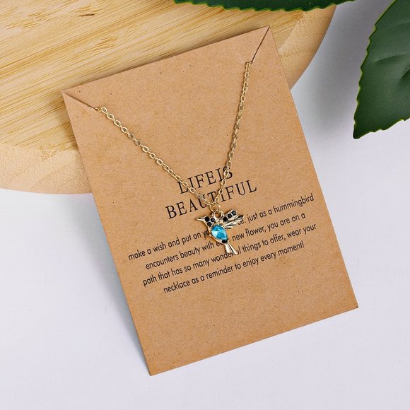 💎NWT Crystal Hummingbird Necklace - Picture 3 of 9